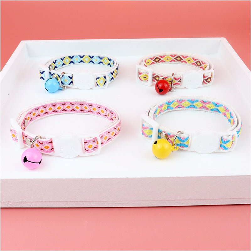 【COL - 025】Color checked jacquard pet collar - MaoMao - Paws
