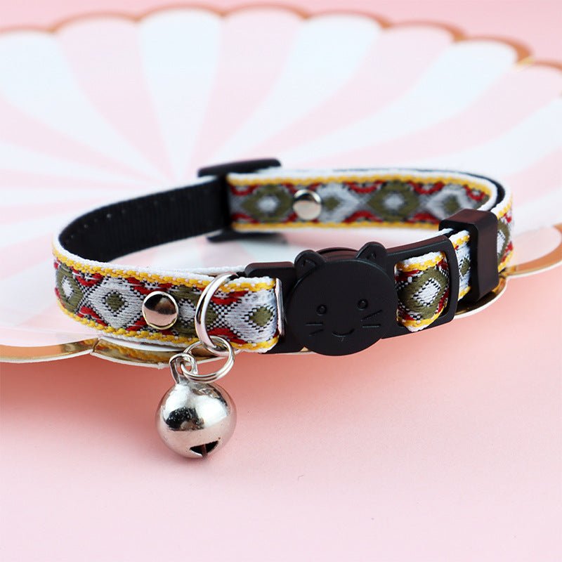 【COL - 025】Color checked jacquard pet collar - MaoMao - Paws