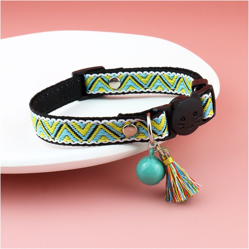 【COL - 025】Color checked jacquard pet collar - MaoMao - Paws