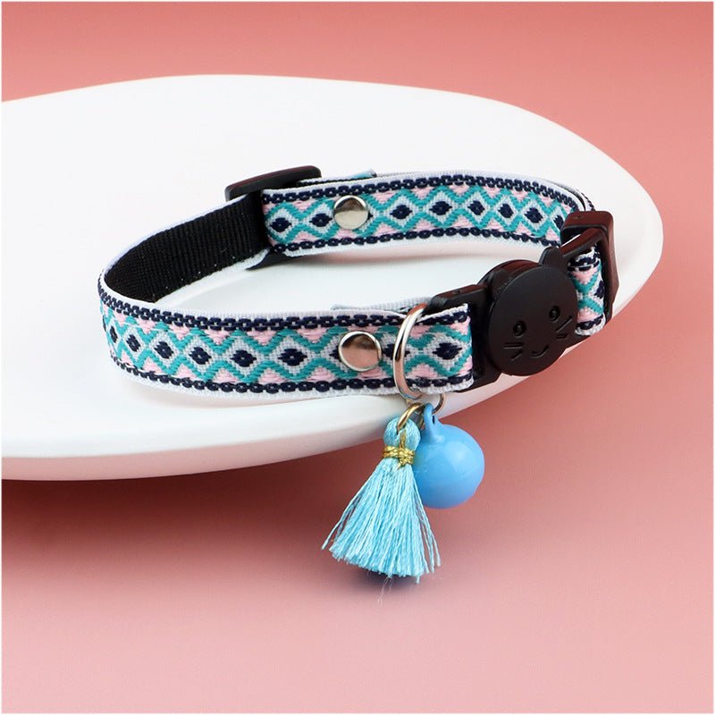 【COL - 025】Color checked jacquard pet collar - MaoMao - Paws