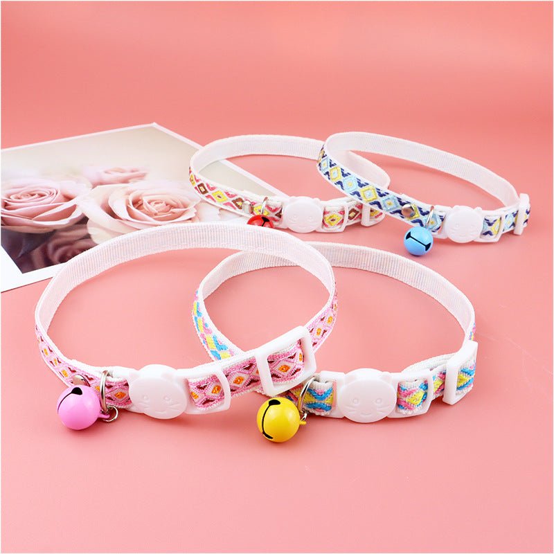 【COL - 025】Color checked jacquard pet collar - MaoMao - Paws
