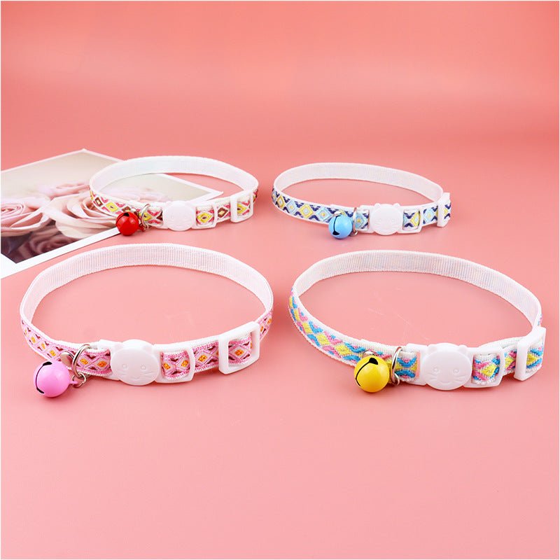 【COL - 025】Color checked jacquard pet collar - MaoMao - Paws