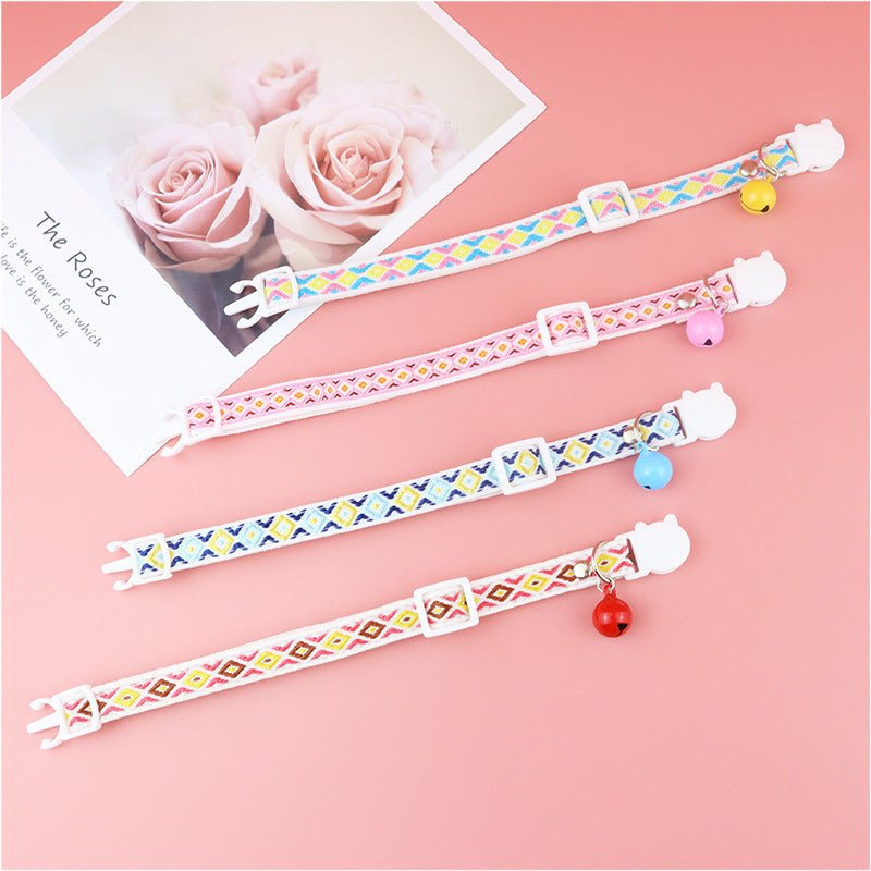 【COL - 025】Color checked jacquard pet collar - MaoMao - Paws