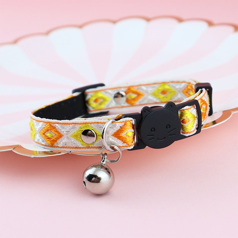 【COL - 025】Color checked jacquard pet collar - MaoMao - Paws