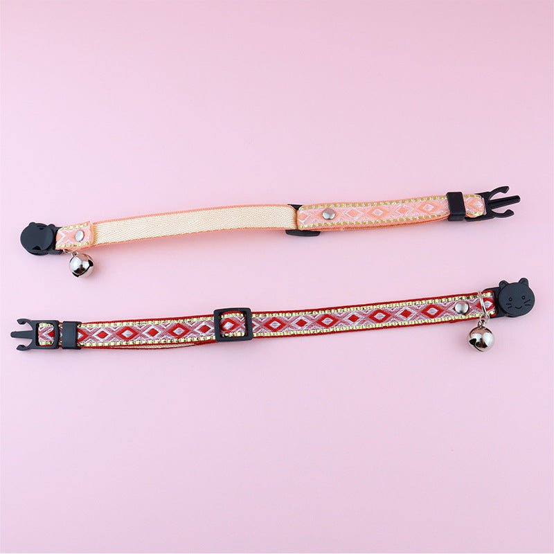 【COL - 027】Golden silk edge ethnic style pet collar - MaoMao - Paws