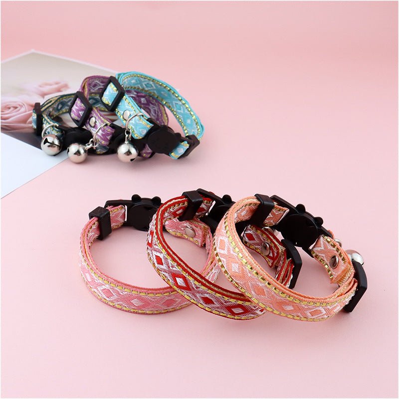 【COL - 027】Golden silk edge ethnic style pet collar - MaoMao - Paws