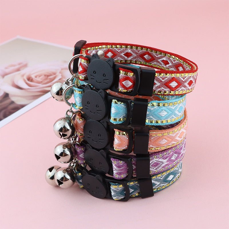 【COL - 027】Golden silk edge ethnic style pet collar - MaoMao - Paws