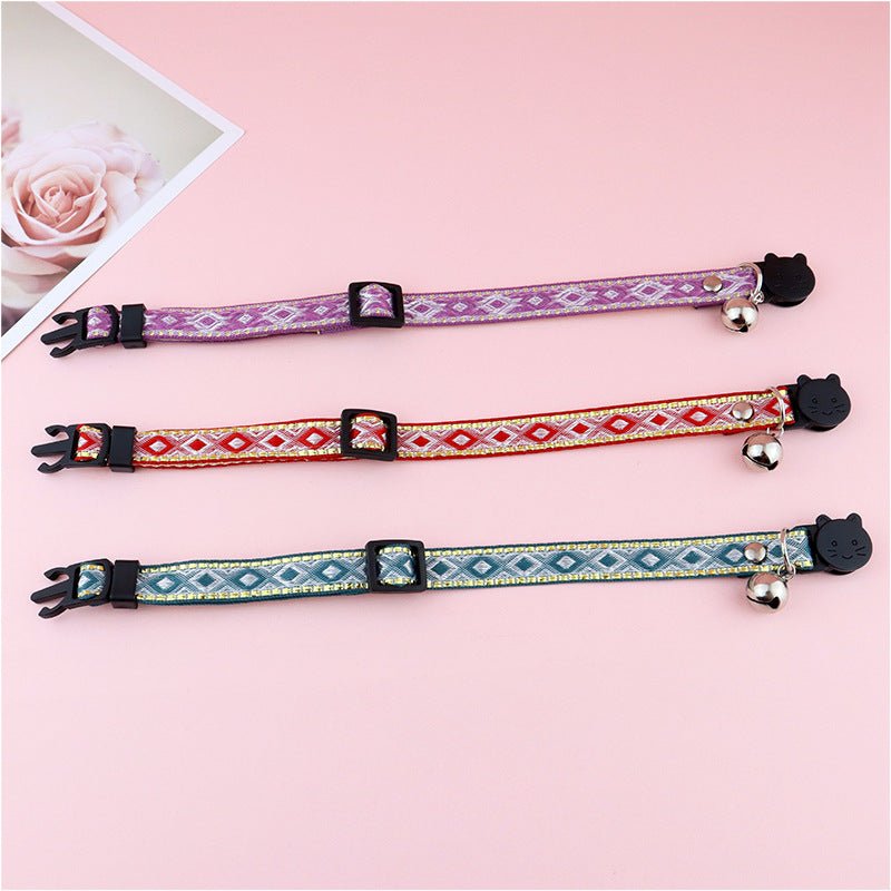【COL - 027】Golden silk edge ethnic style pet collar - MaoMao - Paws
