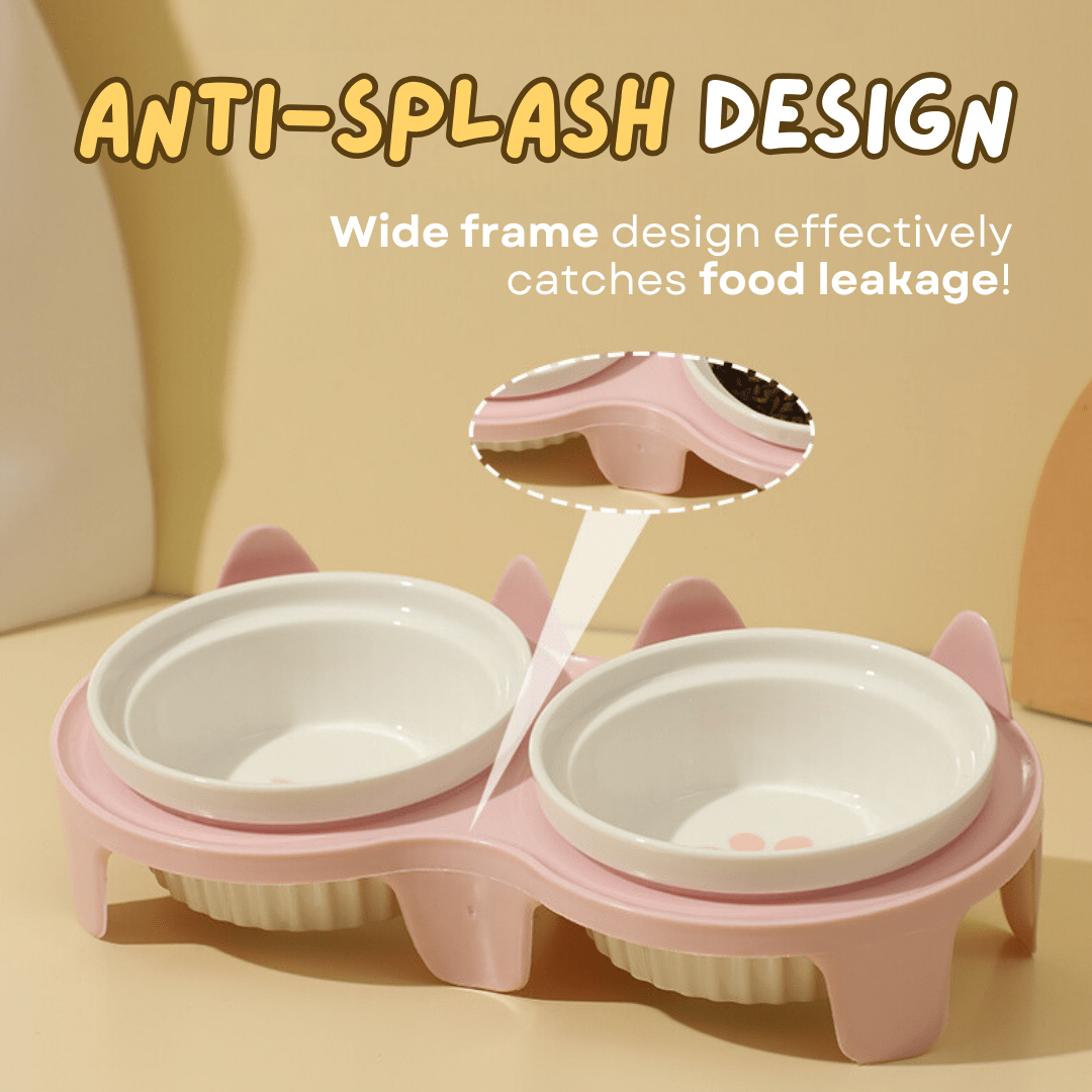 Elevated Ceramic Cat Bowl - MaoMao - Paws