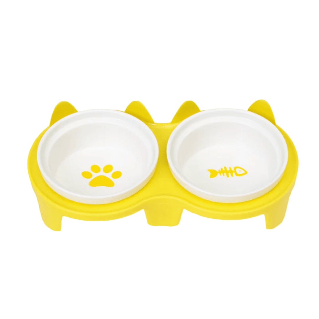 Elevated Ceramic Cat Bowl - MaoMao - Paws