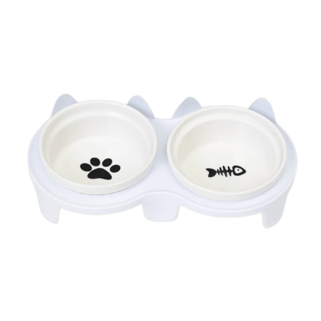 Elevated Ceramic Cat Bowl - MaoMao - Paws