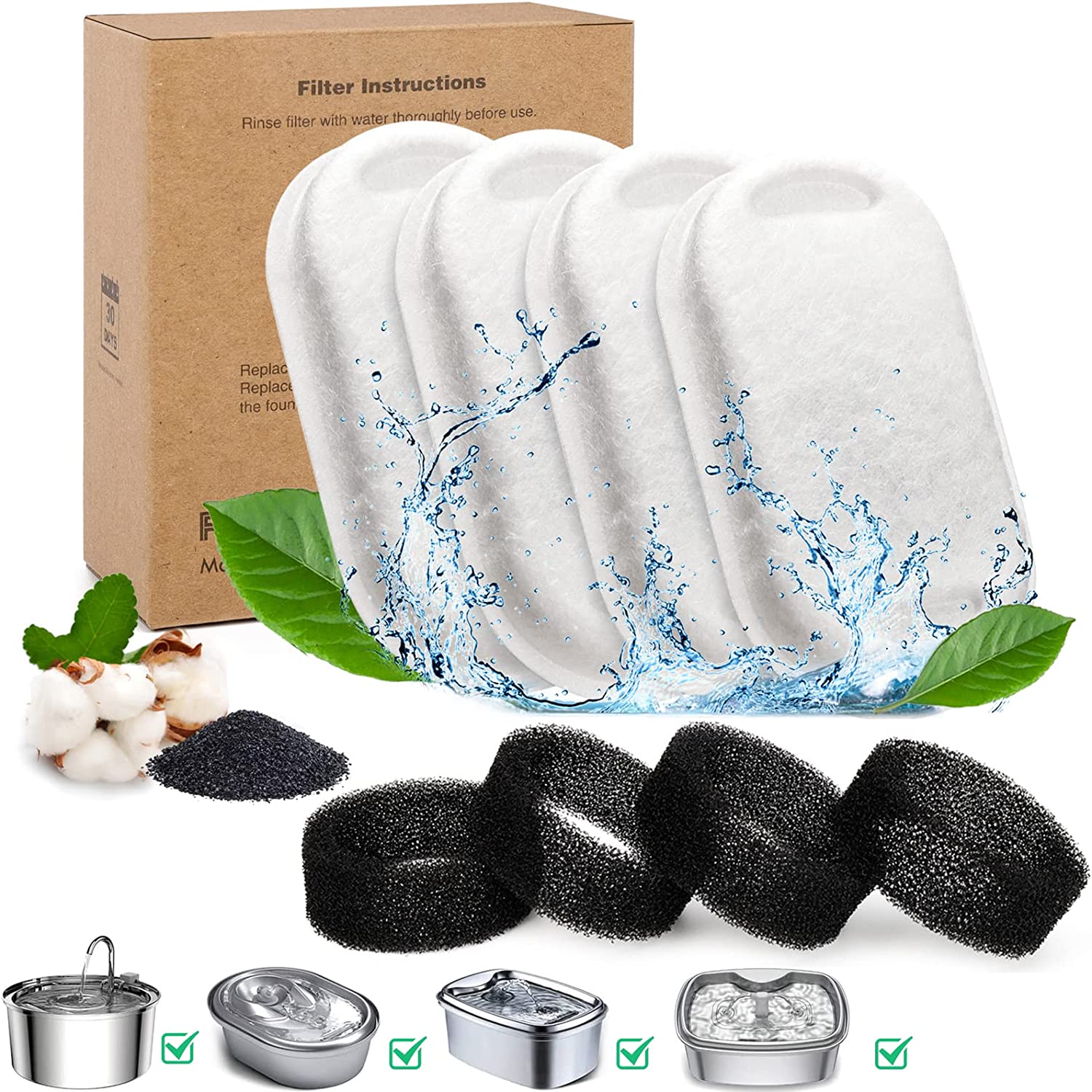 Stainless Steel Mega Fountain Replacement Filter Pack - MaoMao - Paws
